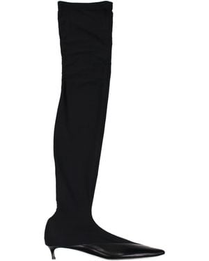 Givenchy Schwarze Stoff Über Dem Knie Stiefel