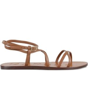Manebí Flache -Ledersandalen - Braun