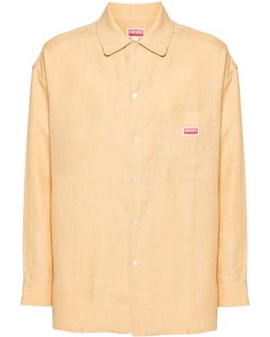 KENZO Oversized-Leinenhemd Mit Logo-Applikation - Natur