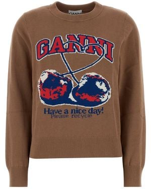 Ganni Biscuit Cotton Sweater - Natural