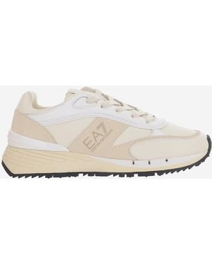 EA7 Leren Sneakers Met Logo - Wit