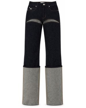 Jean Paul Gaultier Cut-Out Mid-Rise Straight-Leg Cotton Trousers - Black