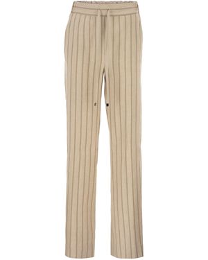Antonelli Pantalones slim fit de lino mélange con rayas diplomáticas - Neutro