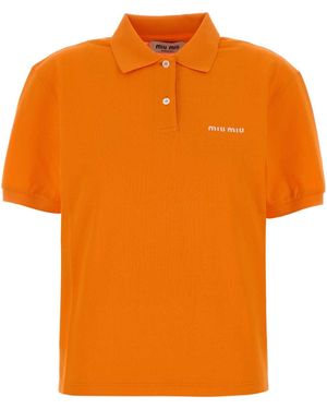 Miu Miu Orange Piquet Polo Shirt