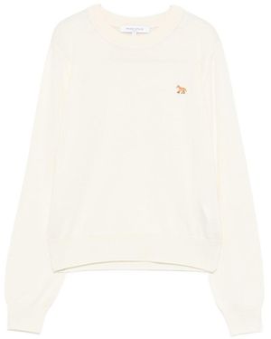 Maison Kitsuné Baby Fox Wollpullover mit Rundhalsausschnitt - Weiß