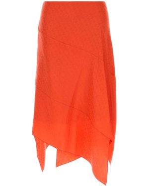 Fendi Coral Silk Skirt - Orange