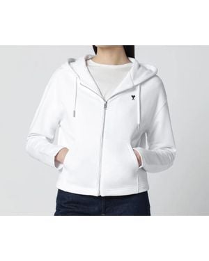 Ami Paris Hoodie De Coeur Contrast - Wit