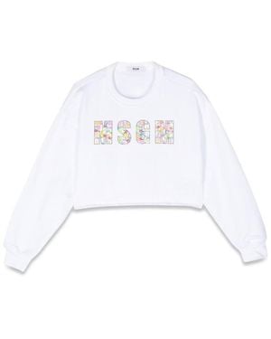MSGM Cropped Sweatshirt - White
