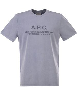 A.P.C. T-shirt Van Biologisch Katoen Met Logoprint - Blauw