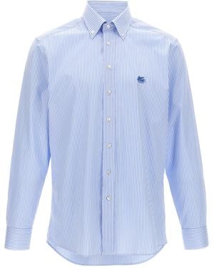 Etro 'Pegaso' gestreiftes Hemd - Blau