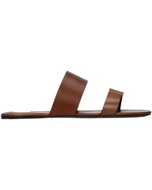 Saint Laurent Sandali Babylone And Burned Leather - Brown