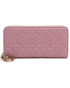Dior Billetera de cuero de dama - Rosa