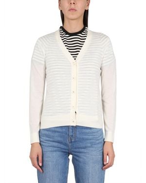 Tory Burch Wool And Silk Blend Cardigan - White