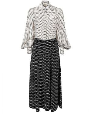 CRI.DA Polka Dot Silk Midi Dress - Grey