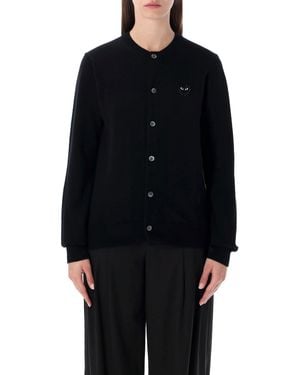 COMME DES GARÇONS PLAY Wool Cardigan With Crystal Heart - Black