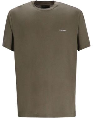 Emporio Armani Logo Cotton Blend T Shirt - Green