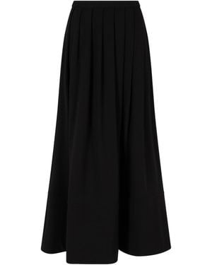 Emporio Armani Crêpe Jersey Long Skirt With Darts - Black