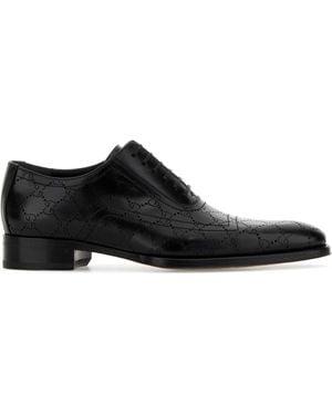Gucci Leather Lace Up Shoes - Black