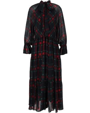 Shirtaporter Hemd "A Porter Abito Lungo" aus Chiffon mit Stempel - Schwarz