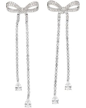 Self-Portrait Dangling Crystal Embellished Earrings - White