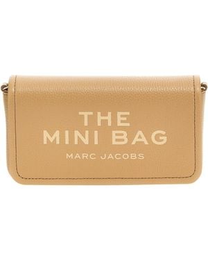 Marc Jacobs 'the Leather Mini Bag' Crossbody Tas - Naturel
