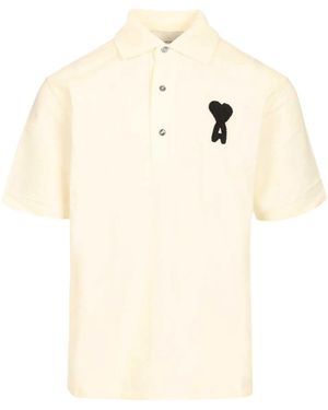 Ami Paris Polo coupe carrée avec patch tricoté Ami De Coeur - Neutre