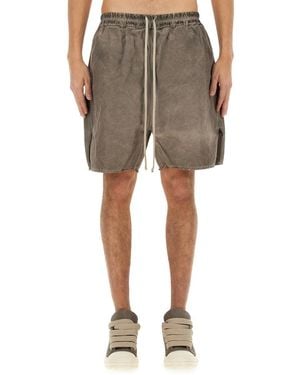 Rick Owens Drkshdw Zip Frayed Shorts - Natural