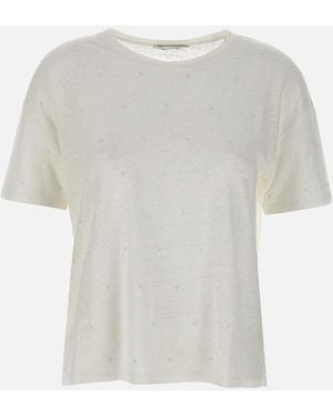 Kangra Beaded Linen T Shirt - White