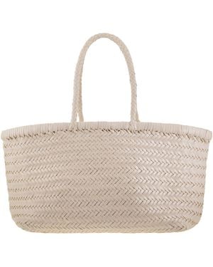 Dragon Bamboo Triple Jump Big Woven Leather Bag - Natural