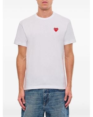 Comme des Garçons Rood Hart Katoenen T-shirt - Wit