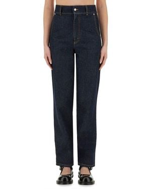 Moschino Laurel Crown Patch Denim Trousers - Blue