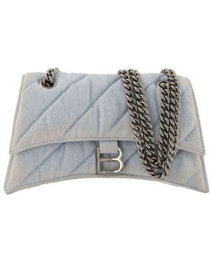 Balenciaga Hobo Crush S Bag Denim Blau - Grau