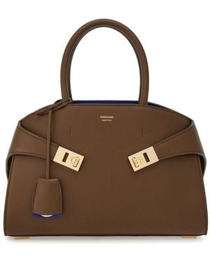 Ferragamo Zweifarbige Hug Handtasche (M) - Braun
