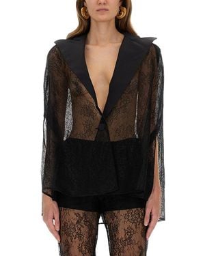 Nina Ricci Blazer-inspired Lace Cape - Black