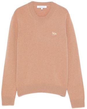 Maison Kitsuné Trui Met Ronde Hals En Geborduurde Vos - Roze