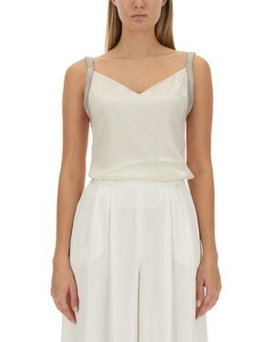 Fabiana Filippi Satin Lingerie Top - White