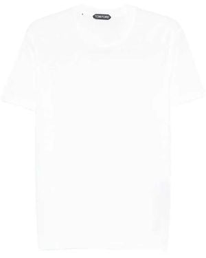 Tom Ford T-Shirt mit Rundhalsausschnitt und aufgesticktem -Logo - Weiß