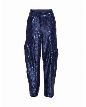 ROTATE BIRGER CHRISTENSEN Pantalone Cargo Blu Con Paillettes drehen - Blau