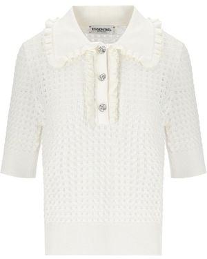 Essentiel Antwerp Hemirates Knitted Polo Shirt - White