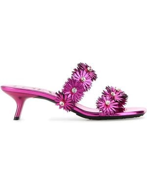 Loewe Paula's Ibiza Fuchsia Leather Paula S Ibiza Petal Mules - Pink