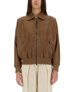 Brunello Cucinelli Leather Jacket It - Brown