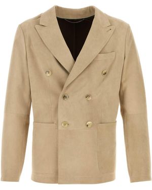 Canali Sand Suede Blazer - Natural
