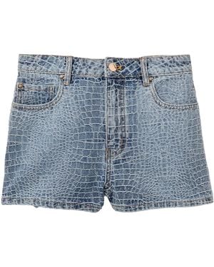 Self-Portrait Spijkershorts Met Stras - Blauw