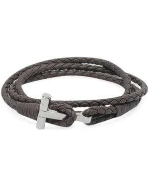 Tom Ford Geflochtenes Lederarmband - Grau