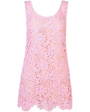 Self-Portrait 'Floral' Polyester Dress - Pink