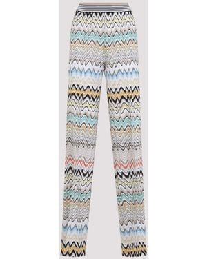 Missoni Wide Zigzag Viscose And Cotton Trousers - Multicolour