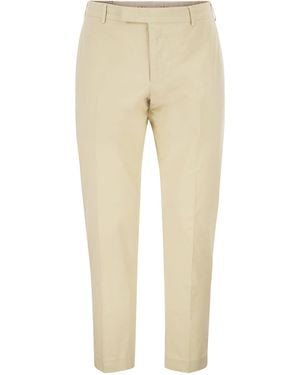 PT Torino Stretch Cotton Tailored Trousers - Natural