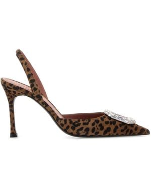 AMINA MUADDI Printed Leather Camelia Court Shoes - Brown