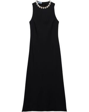 Prada Embroidered Midi Dress - Black
