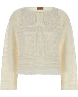 Alanui Crochet Kiss By The Book Sweater - Natural